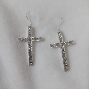 Crystal rhinestone cross earrings
